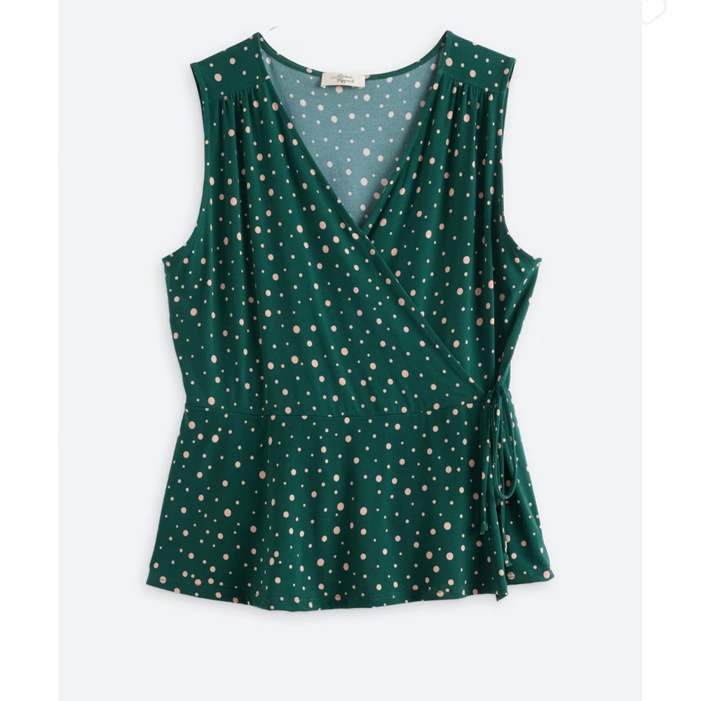 Beacon Green Polka Dot Wrap Blouse